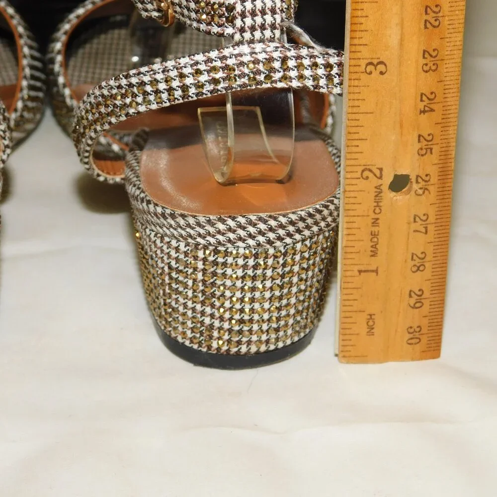 Kurt Geiger London Mini Kensington Block Heel Sandal Girls Size 2 Gold Glitz